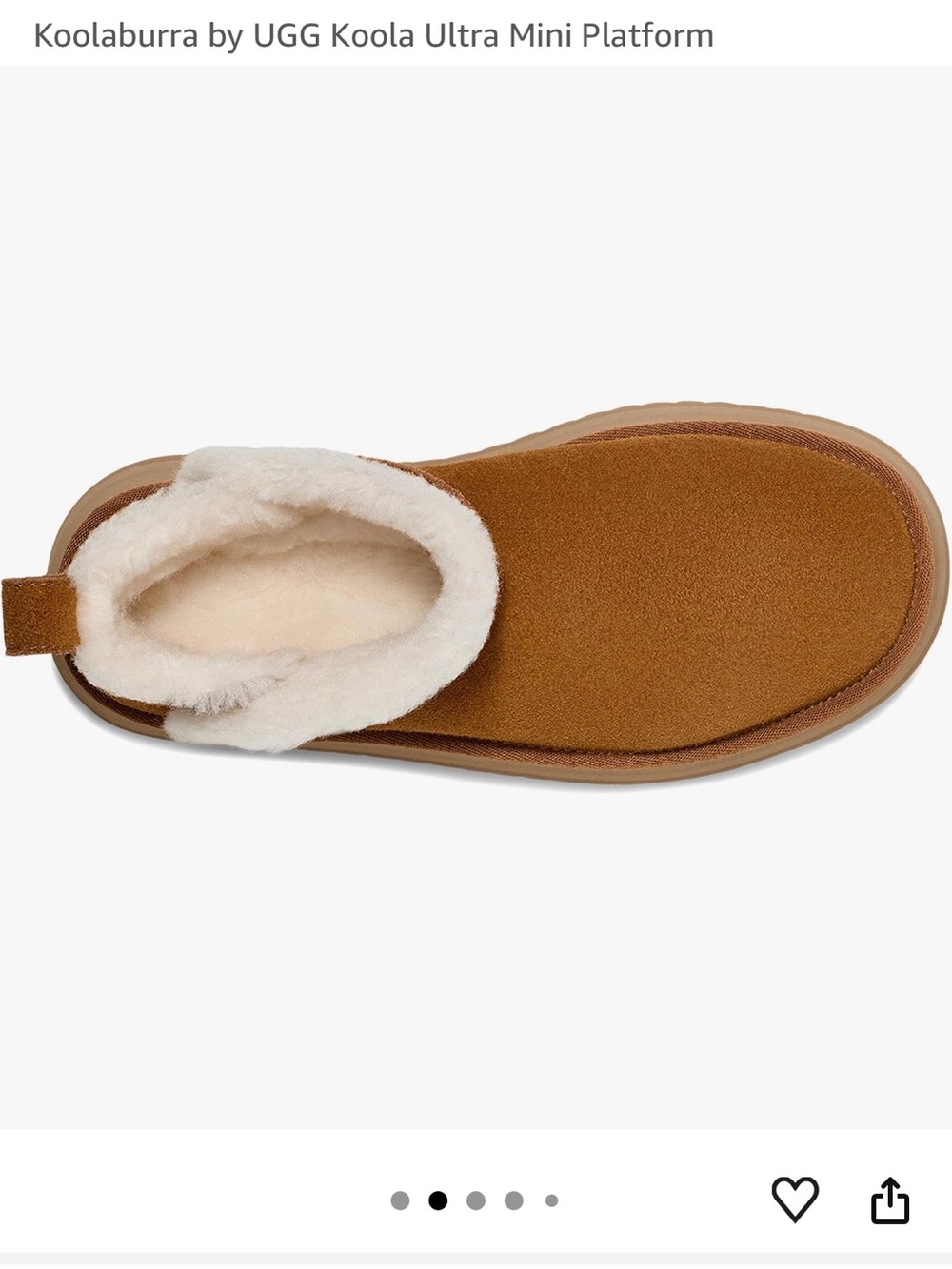 Koolaburra Chestnut Mini Platform Ankle Boot with White Shearling Trim - Picture 3 of 7
